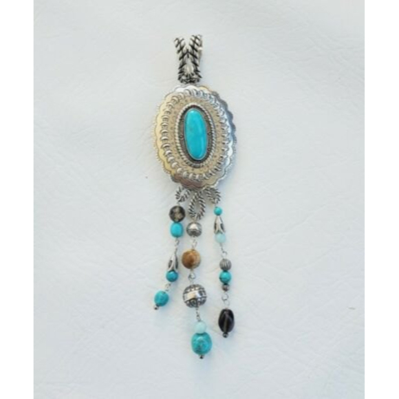 Carolyn Pollack Jewelry - Carolyn Pollack Sterling Turquoise Dangle Large Concho Pendant Brooch 3 Pieces